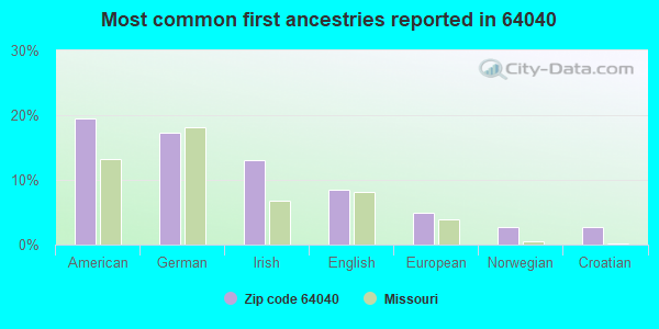 Most common first ancestries reported in 64040