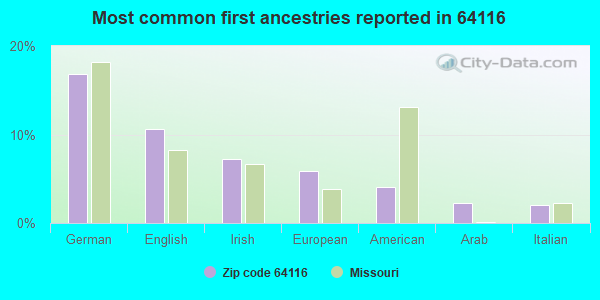 Most common first ancestries reported in 64116