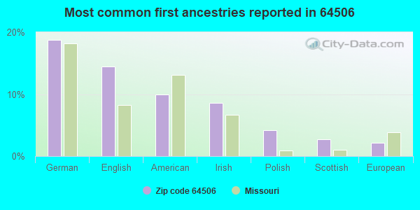 Most common first ancestries reported in 64506