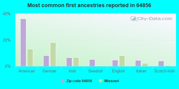 Most common first ancestries reported in 64856