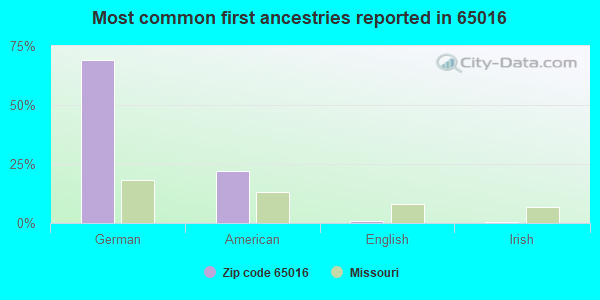 Most common first ancestries reported in 65016