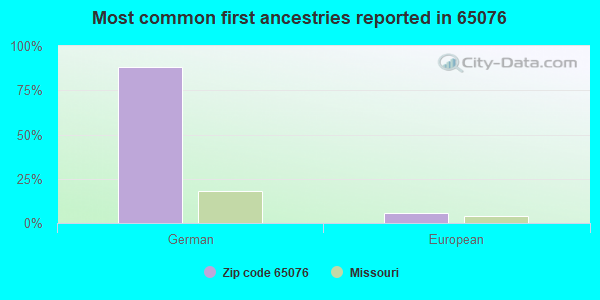 Most common first ancestries reported in 65076