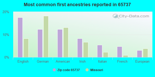 Most common first ancestries reported in 65737