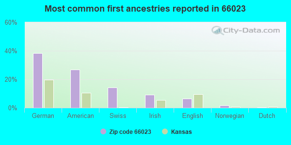 Most common first ancestries reported in 66023