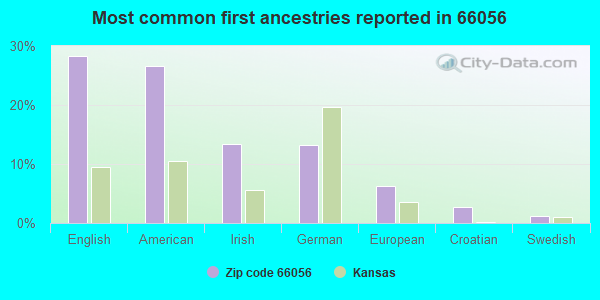 Most common first ancestries reported in 66056