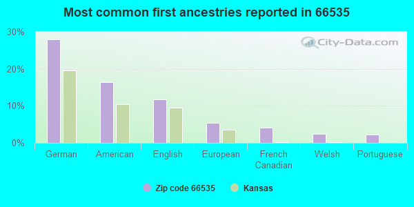 Most common first ancestries reported in 66535