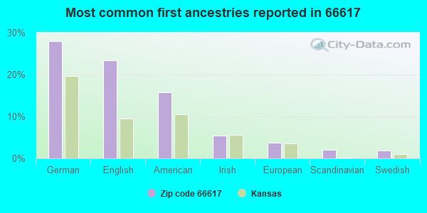 Most common first ancestries reported in 66617