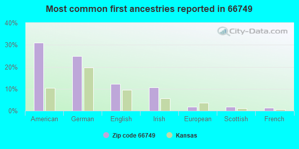 Most common first ancestries reported in 66749