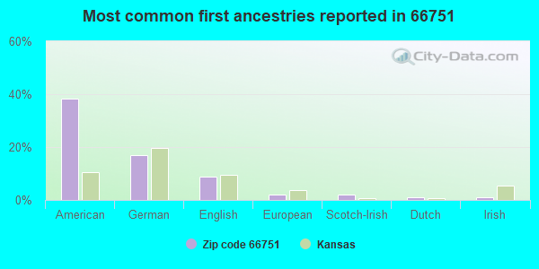 Most common first ancestries reported in 66751