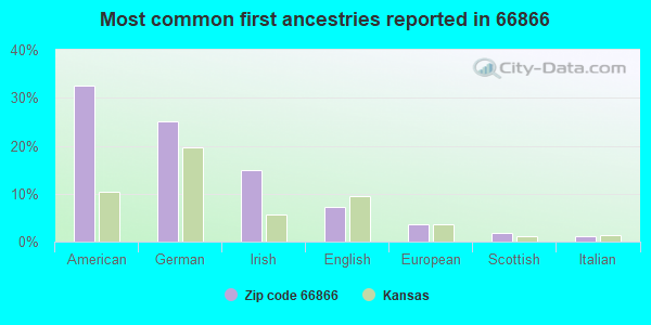 Most common first ancestries reported in 66866