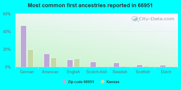 Most common first ancestries reported in 66951
