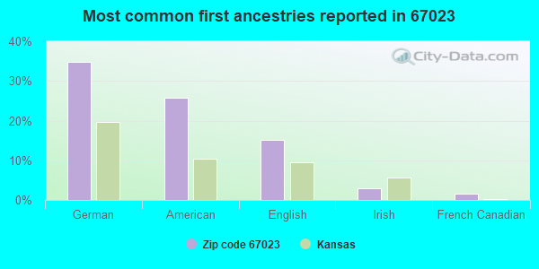 Most common first ancestries reported in 67023
