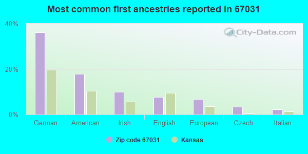 Most common first ancestries reported in 67031