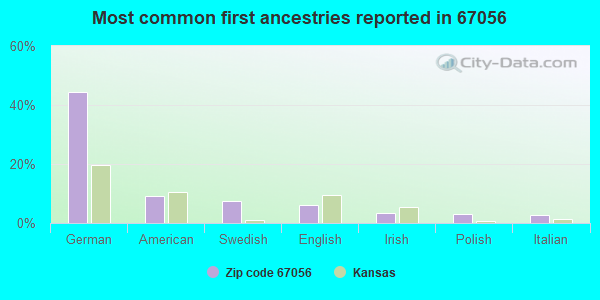 Most common first ancestries reported in 67056
