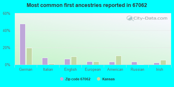 Most common first ancestries reported in 67062