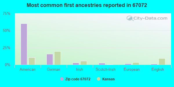 Most common first ancestries reported in 67072