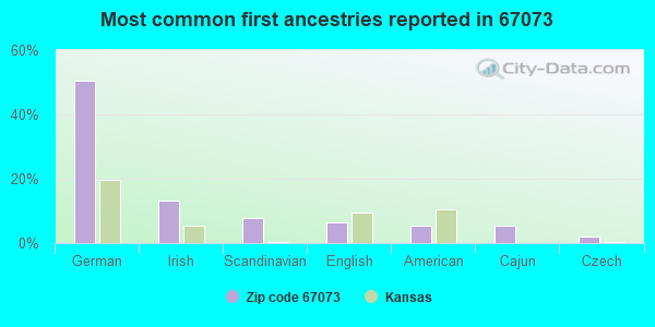Most common first ancestries reported in 67073