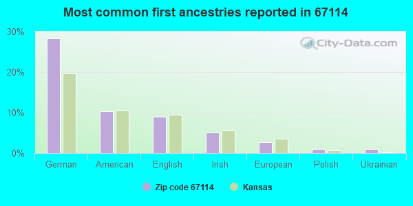 Most common first ancestries reported in 67114