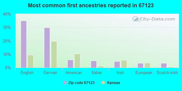 Most common first ancestries reported in 67123