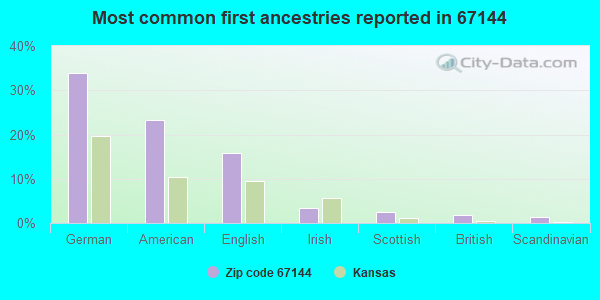 Most common first ancestries reported in 67144