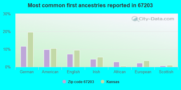 Most common first ancestries reported in 67203