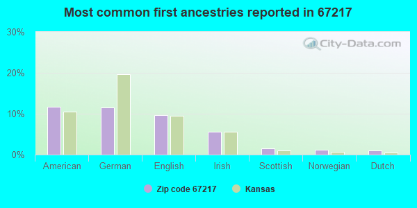 Most common first ancestries reported in 67217