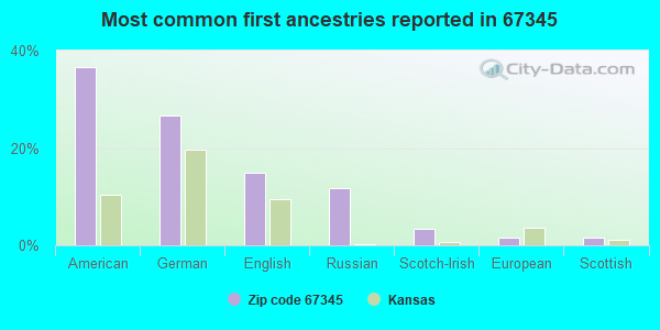 Most common first ancestries reported in 67345