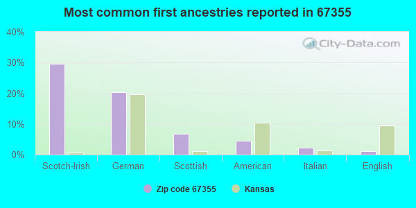 Most common first ancestries reported in 67355