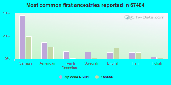 Most common first ancestries reported in 67484