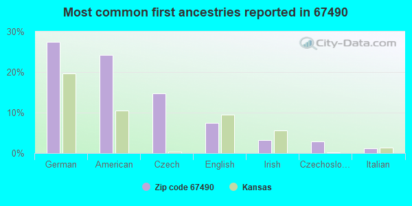 Most common first ancestries reported in 67490