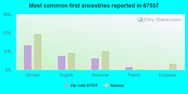Most common first ancestries reported in 67557