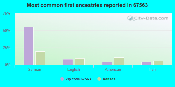 Most common first ancestries reported in 67563