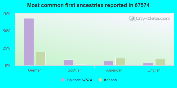 Most common first ancestries reported in 67574