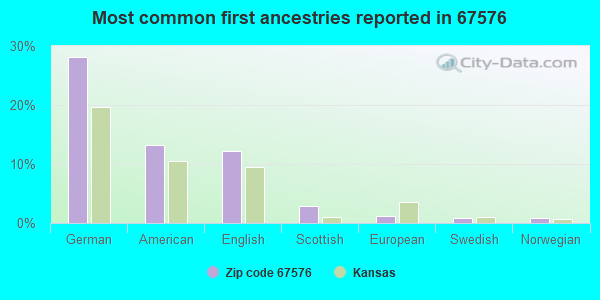 Most common first ancestries reported in 67576