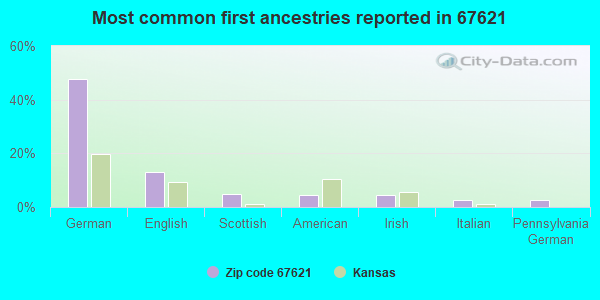 Most common first ancestries reported in 67621