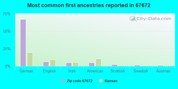 Most common first ancestries reported in 67672