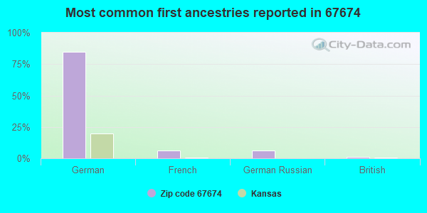 Most common first ancestries reported in 67674
