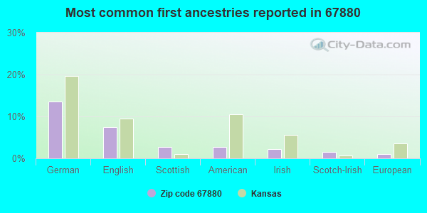 Most common first ancestries reported in 67880