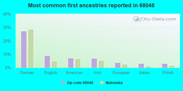 Most common first ancestries reported in 68046