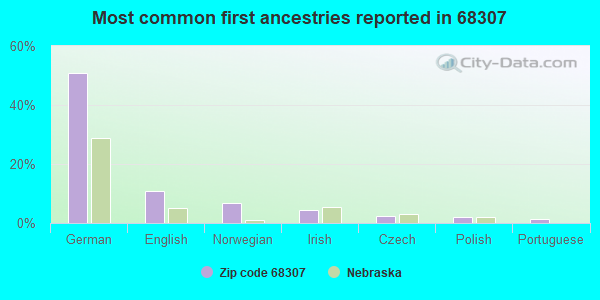 Most common first ancestries reported in 68307