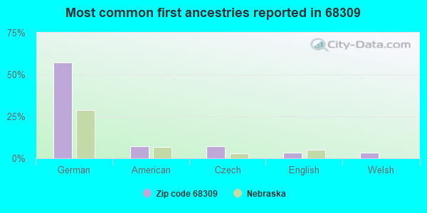 Most common first ancestries reported in 68309