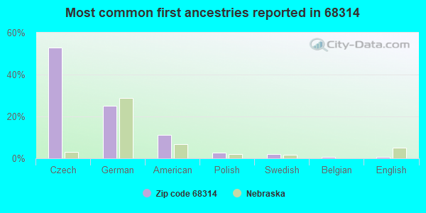 Most common first ancestries reported in 68314