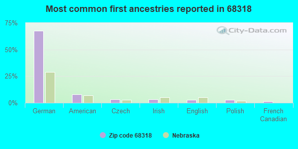 Most common first ancestries reported in 68318