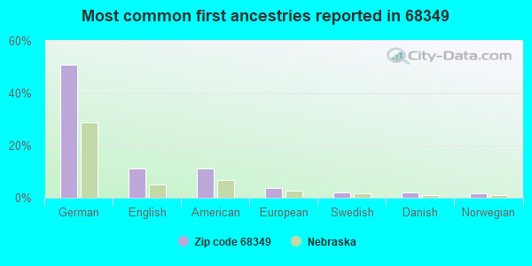 Most common first ancestries reported in 68349