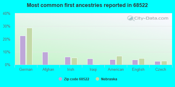 Most common first ancestries reported in 68522