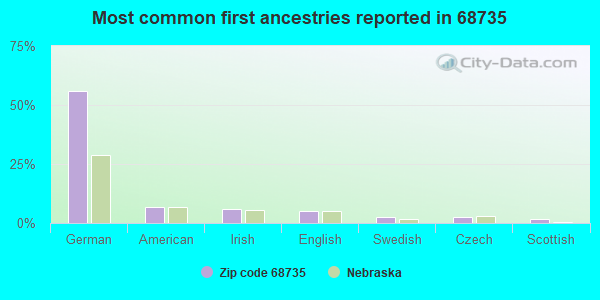 Most common first ancestries reported in 68735