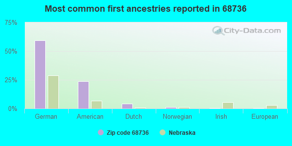 Most common first ancestries reported in 68736