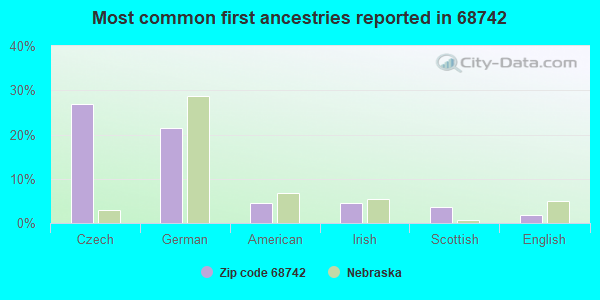 Most common first ancestries reported in 68742