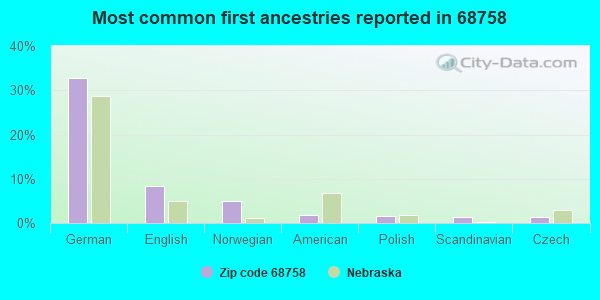 Most common first ancestries reported in 68758