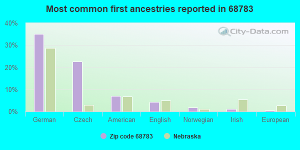 Most common first ancestries reported in 68783